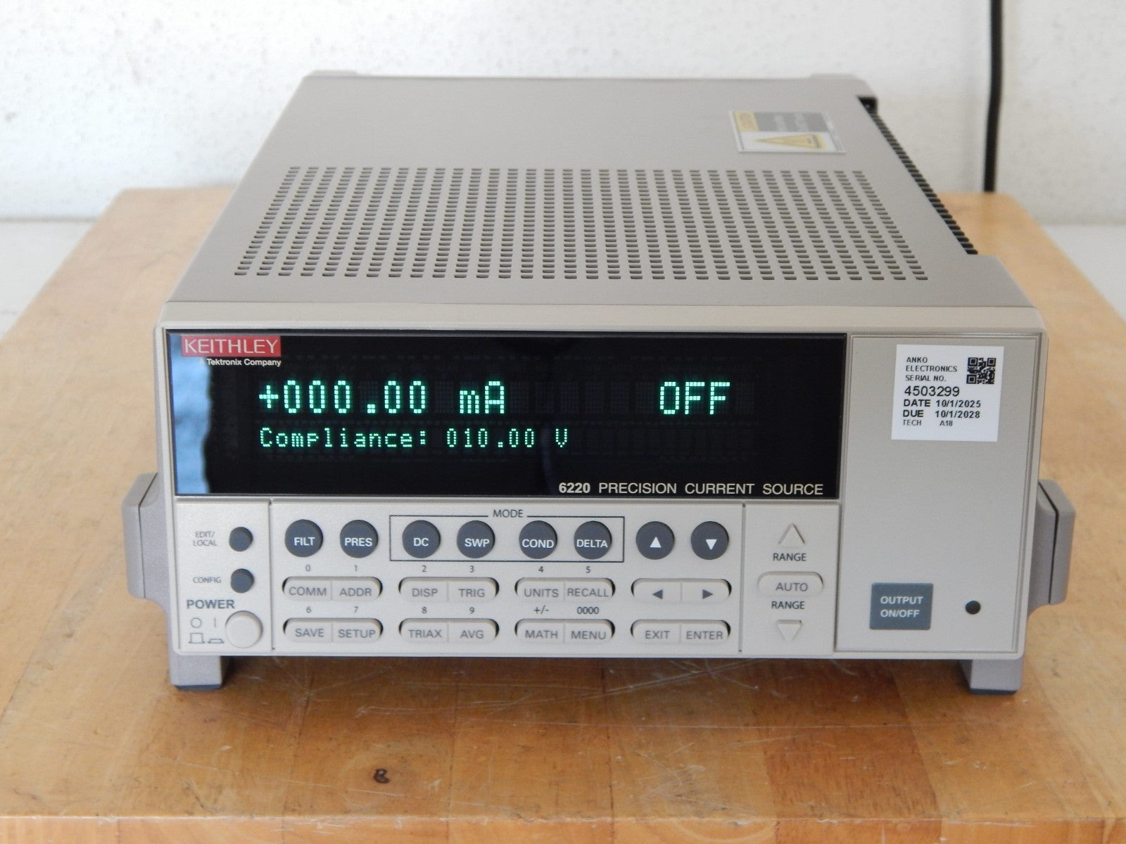 Keithley 6220 Precision Current Source- NIST Calibrated October 2025