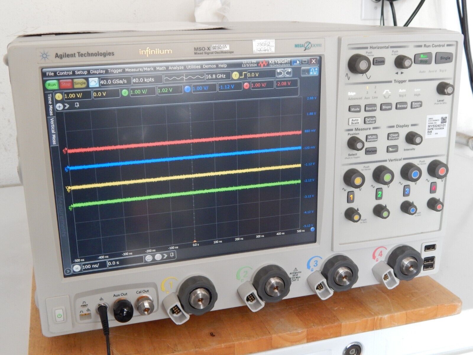 Keysight Infiniium MSOX92504A 25GHz Mixed Signal Oscilloscope Z540 cal 12/2024