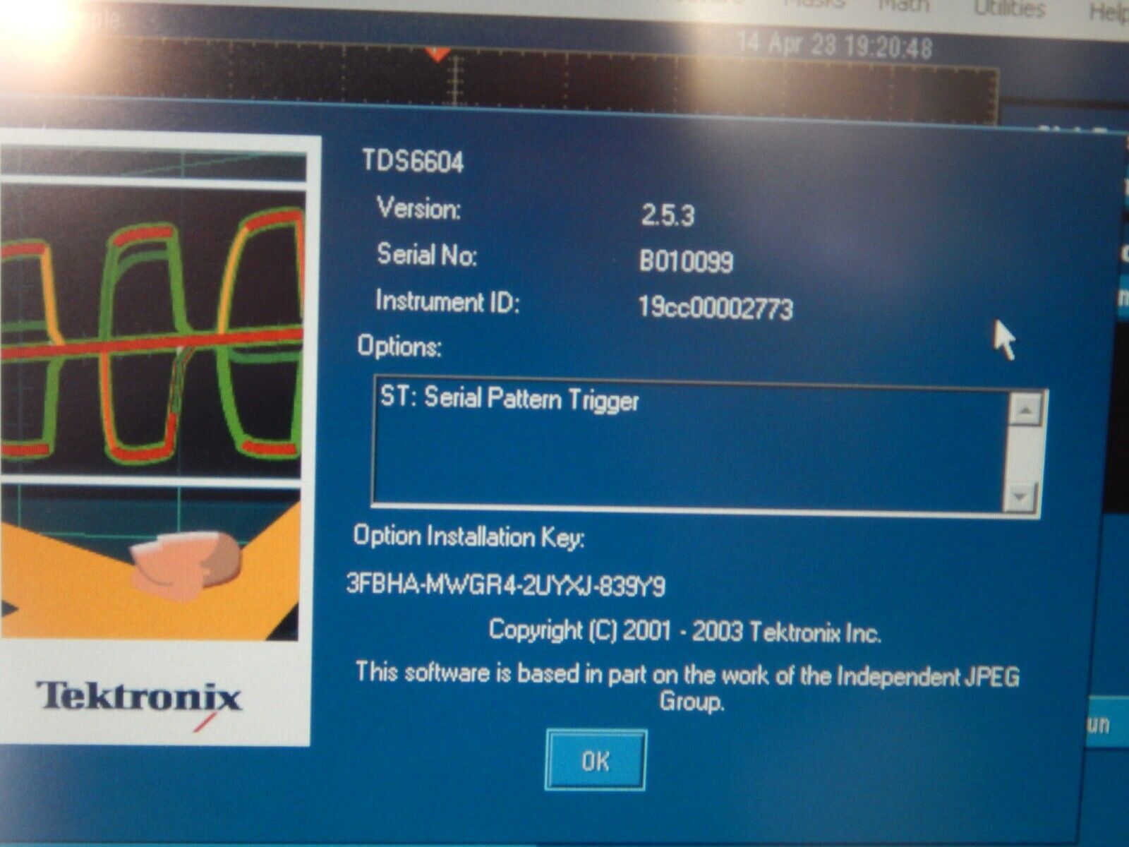 Tektronix TDS6604 Digital Storage Oscilloscope, 4 Channel, 6GHz, 20GS/s