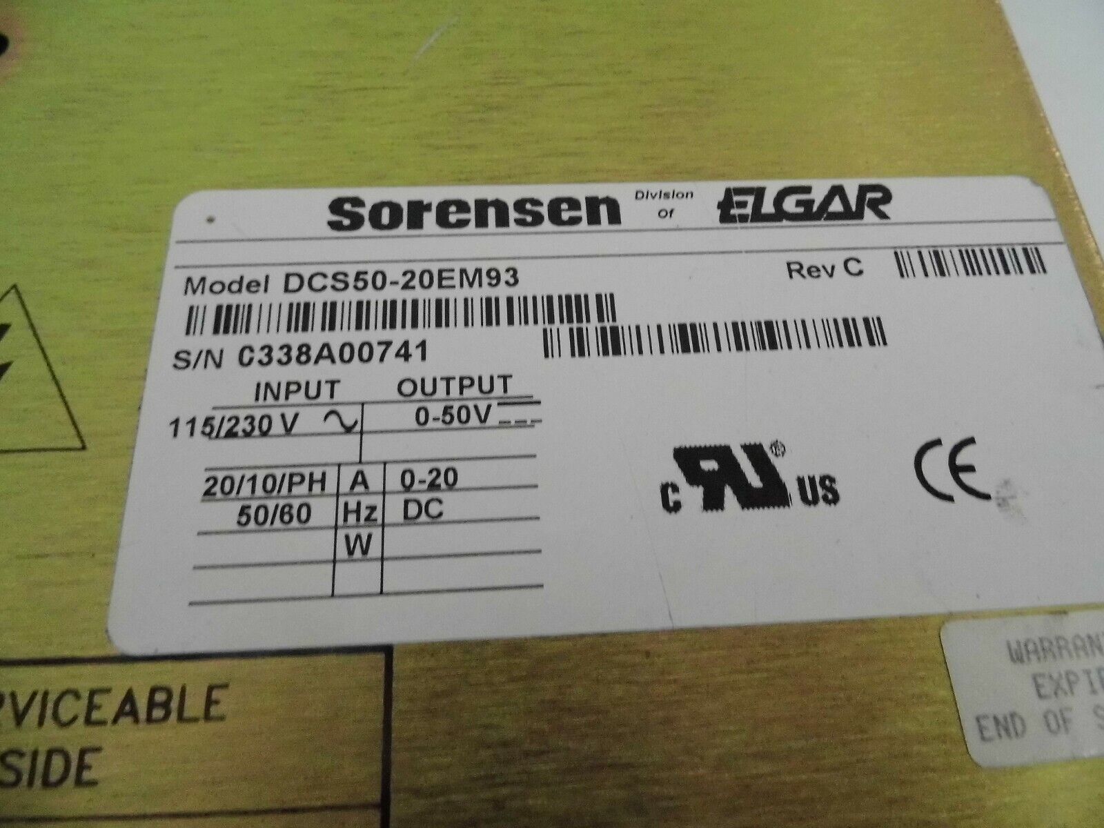 Sorensen DCS50-20E M93 Programmable DC Power Supply 50V, 20A  (4 in stock)