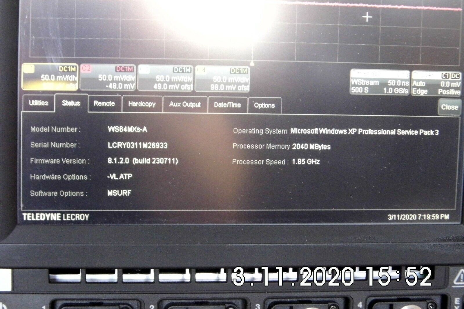 Lecroy Wavesurfer 64MXs-A Touchscreen Oscilloscope 600MHz 5GS/s 4CH 