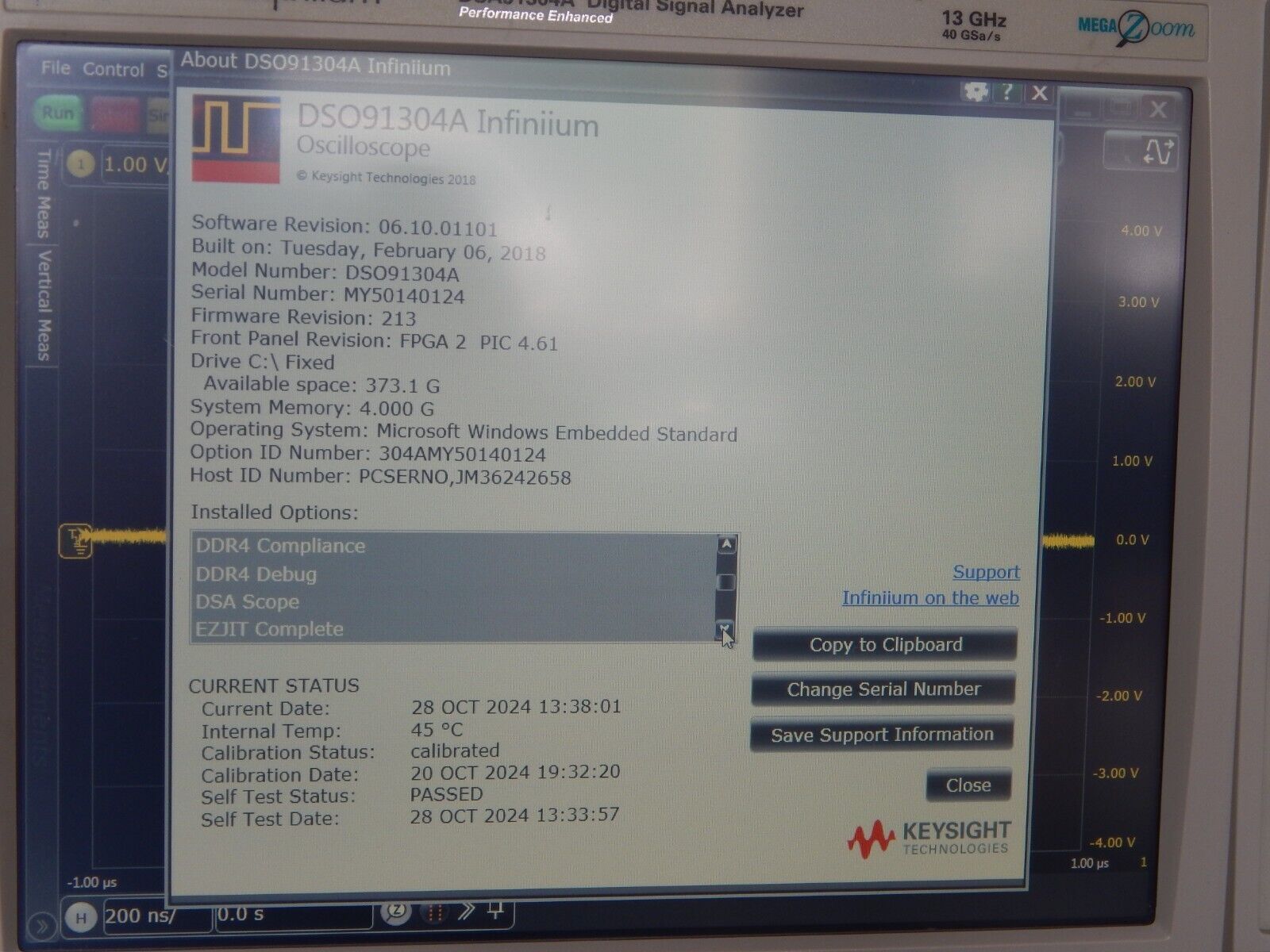 Agilent DSA91304A Oscilloscope  13Ghz 40Gs/s, 12 options, OEM cal, MY50140124