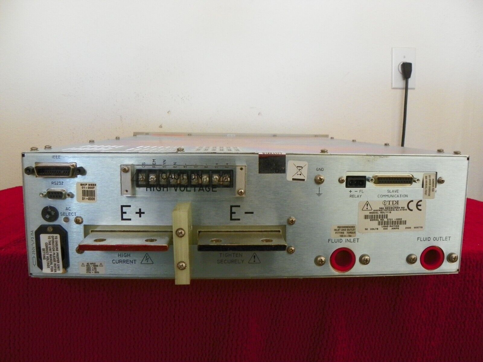 TDI Dynaload WCL488 50-400-2000 2KW Electronic Load SDL 1118