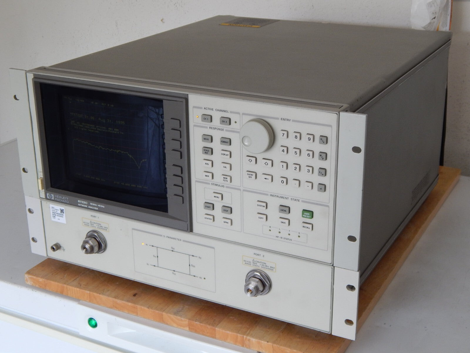 Agilent/Keysight 8722C w/001, 006, 50Mhz-40GHz Network analyzer, s/n3547A03035