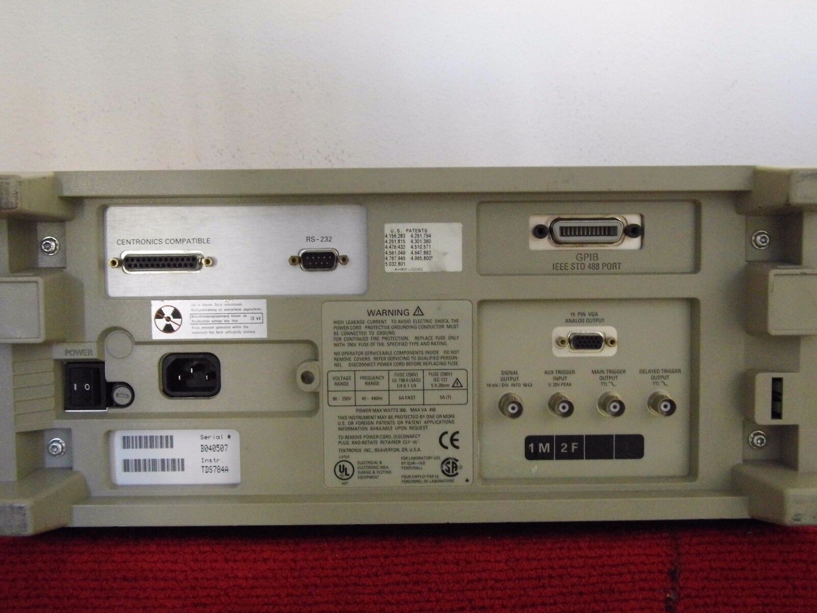 Tektronix TDS784A Oscilloscope 1GHz, 4GS/s Opt's 2F/1M NIST calibrated 8/2017