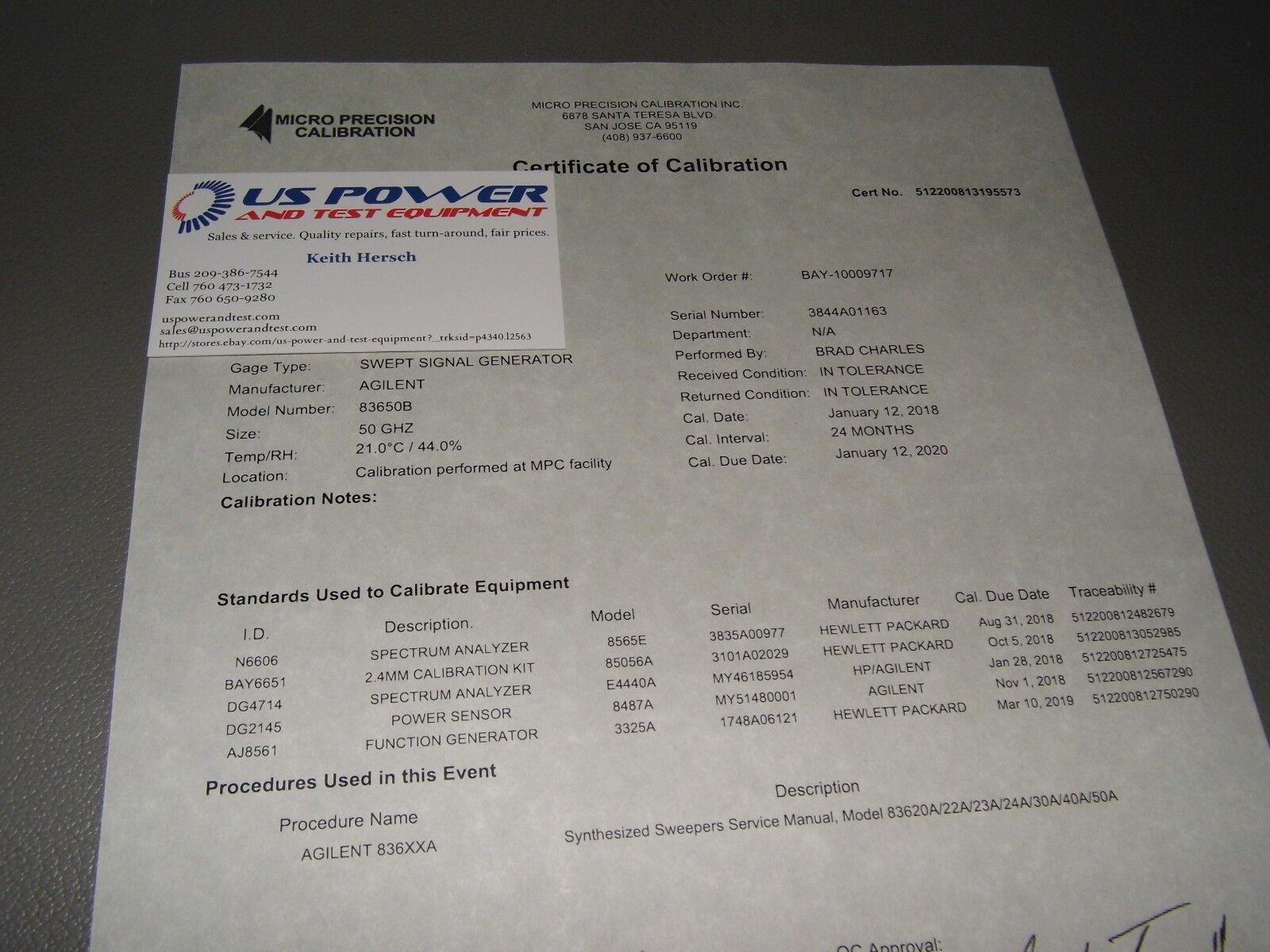 Agilent 83650B /001/008 synthesized generator, 30 day warranty, (2 in stock)