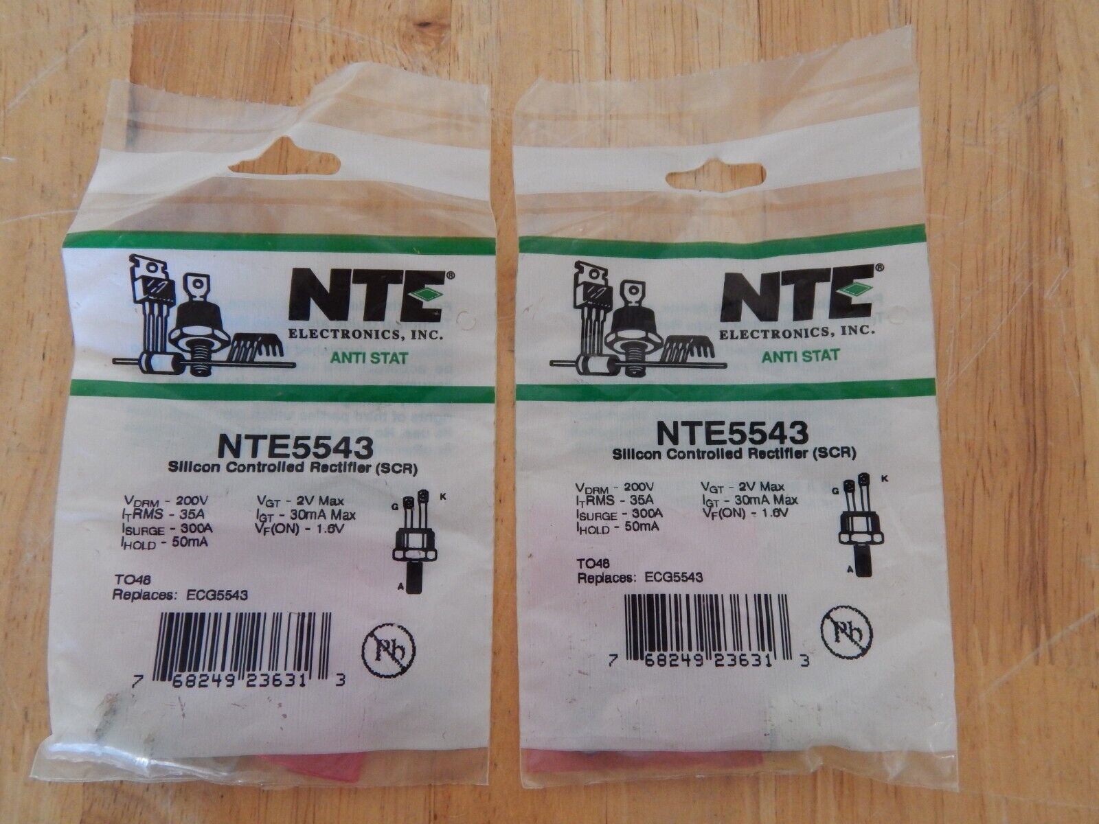 NTE Electronics NTE5543 SCR 35A, 200V, TO48 *LOT of 2*, New in package