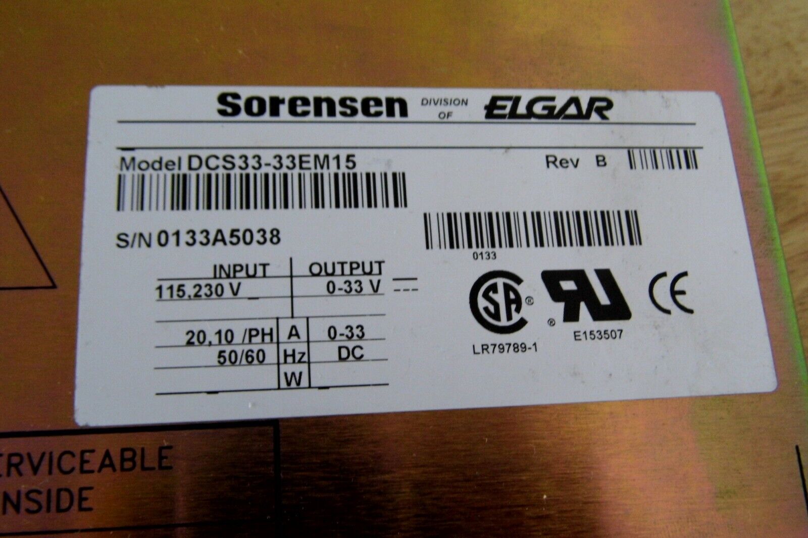 Sorensen DCS33-33EM15 DC Power Supply  90 day warranty, (7 in stock)