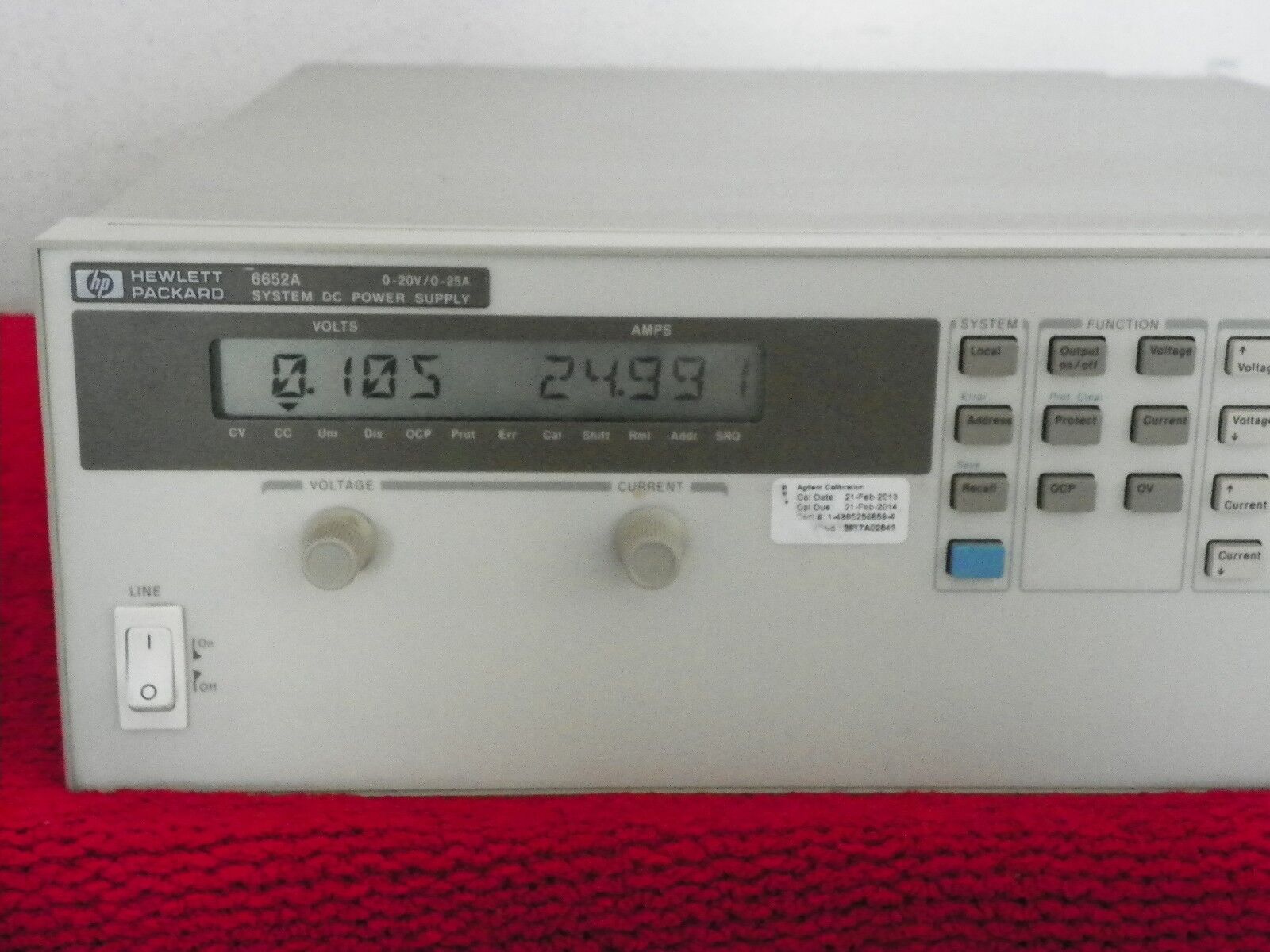 Agilent HP 6652A 0-20V/0-25A System DC Power Supply (no LOC/REM switch) Opt. S51