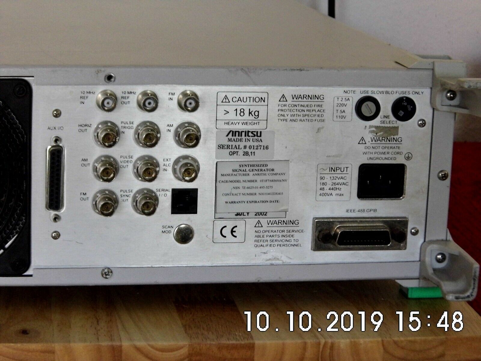 Anritsu 68369A/NV w/2B/11, 10 MHz-40 GHz Syn. w/cal