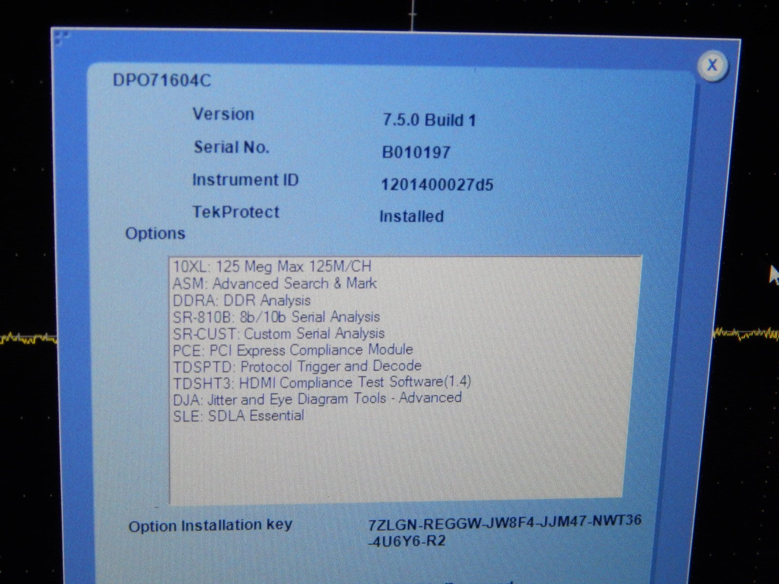 Tektronix DPO71604C Mixed Signal Oscilloscope, 16 GHz, 100 GS/s