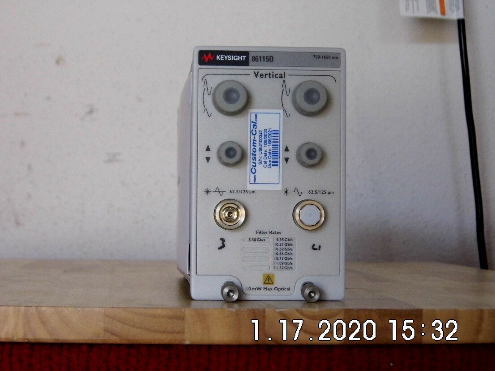 Keysight 86115D Optical Dual Module Input, Opt 102 (Dual Optical Input) NIST 