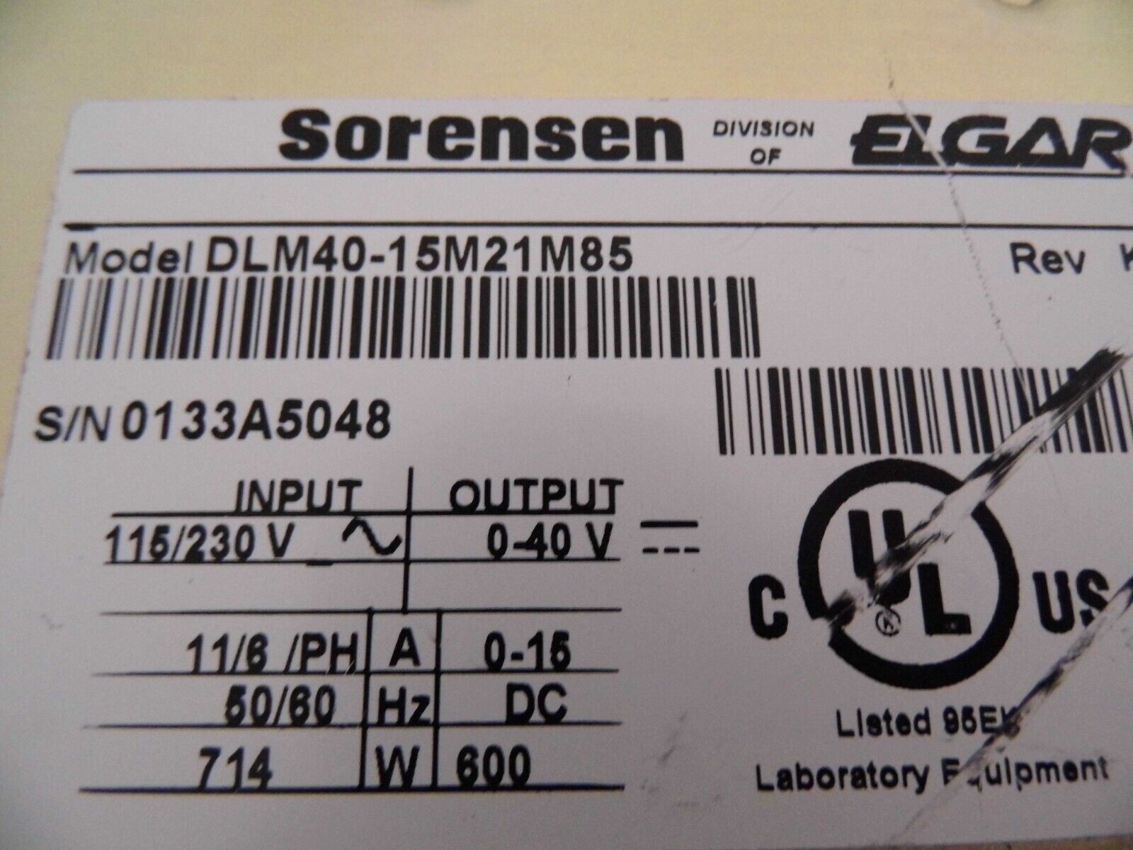 Sorensen DLM40-15 M21M85 DC Power Supply 30 Day Warranty