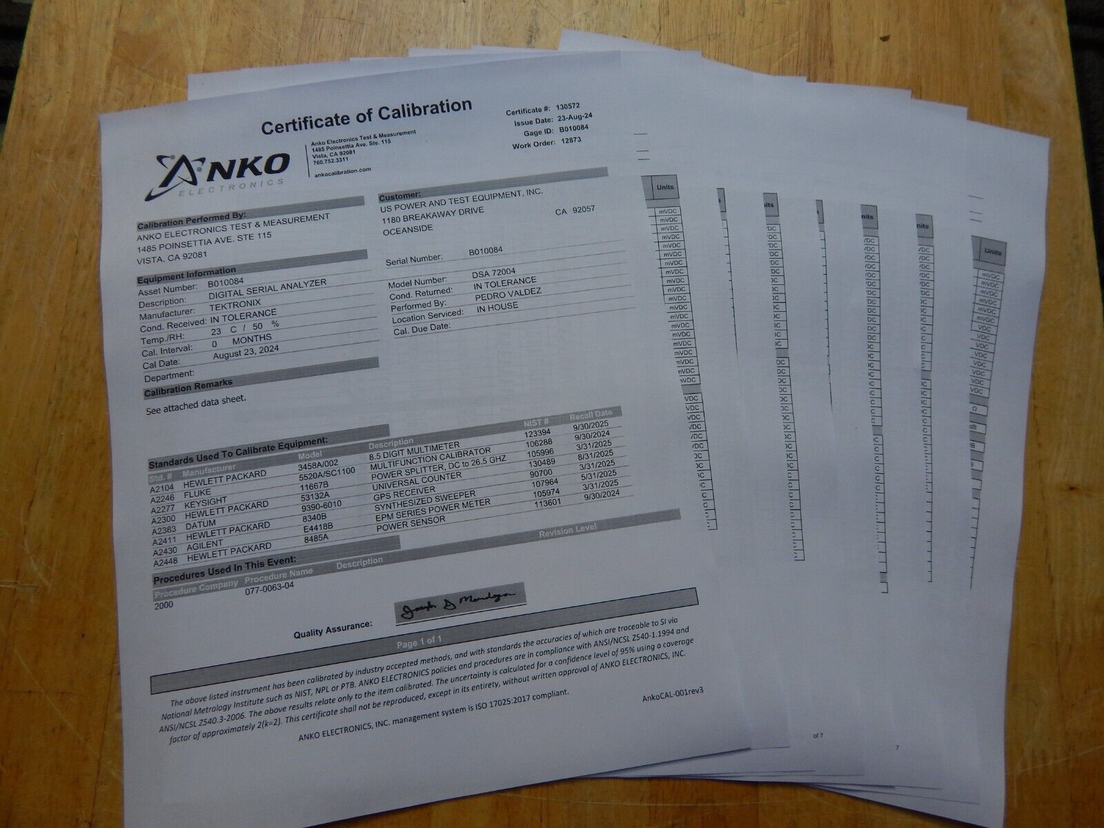 Tektronix DSA72004 Oscilloscope, option loaded & NIST cal'ed w/data