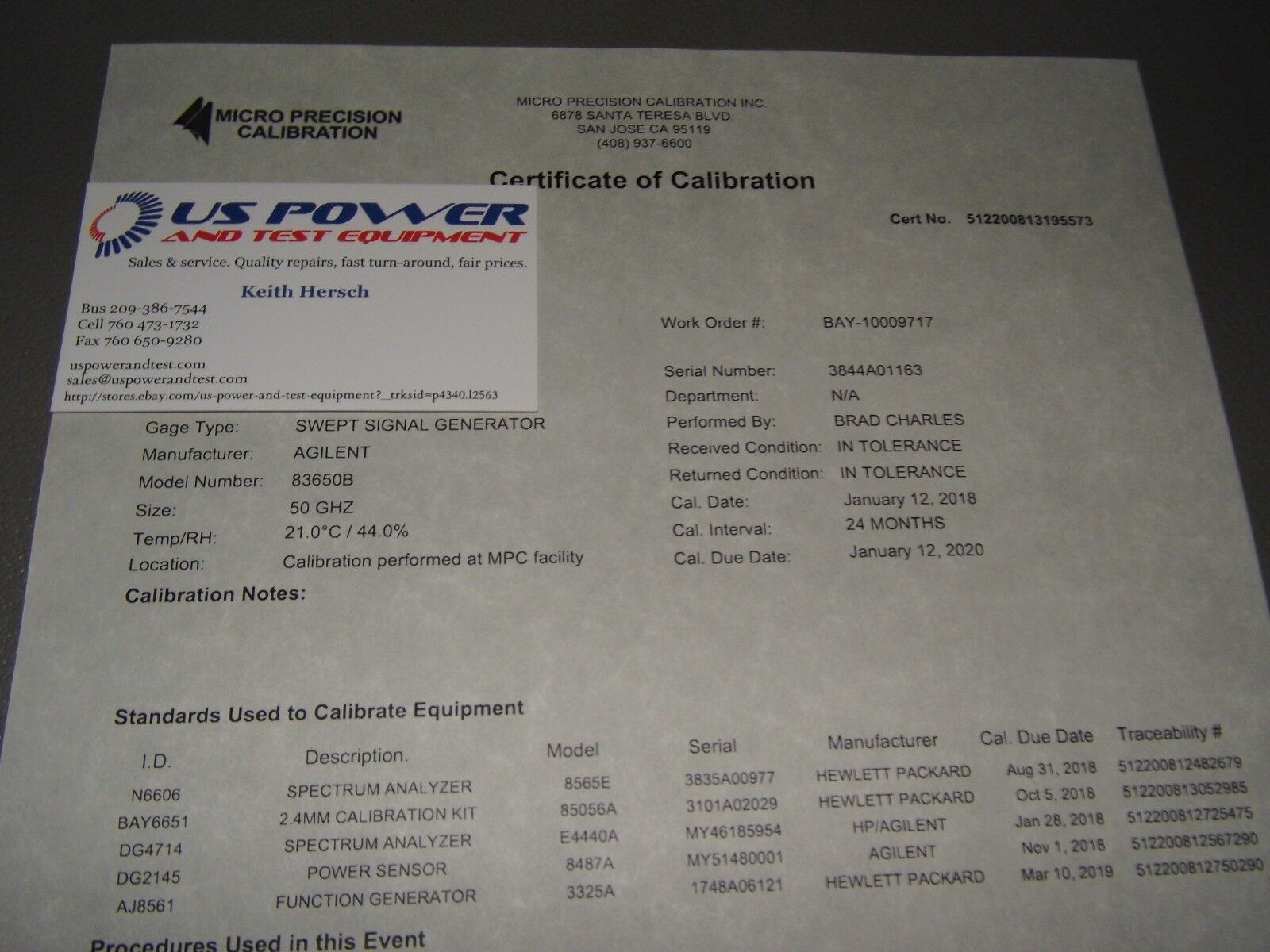 Agilent 83650B /001/008 synthesized generator, 30 day warranty, (2 in stock)