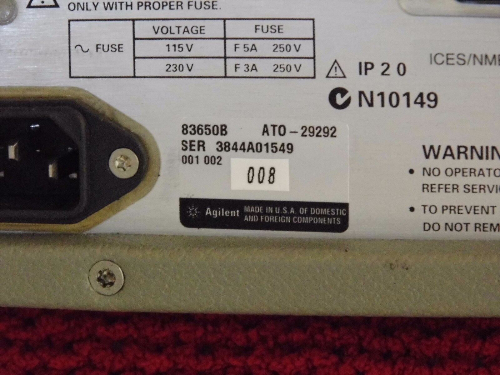 Agilent 83650B /001/002/008 * 10Mhz - 50Ghz Synthesized Signal Generator 