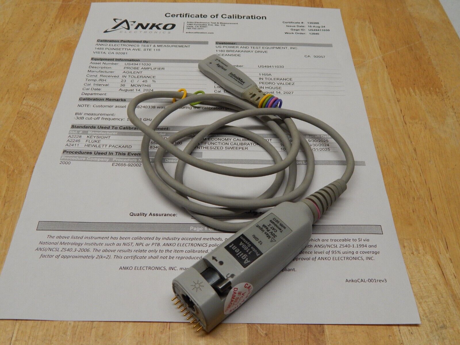 Agilent 1169A Oscilloscope 12GHz InfiniiMax Probe, NIST cal, 16 in stock