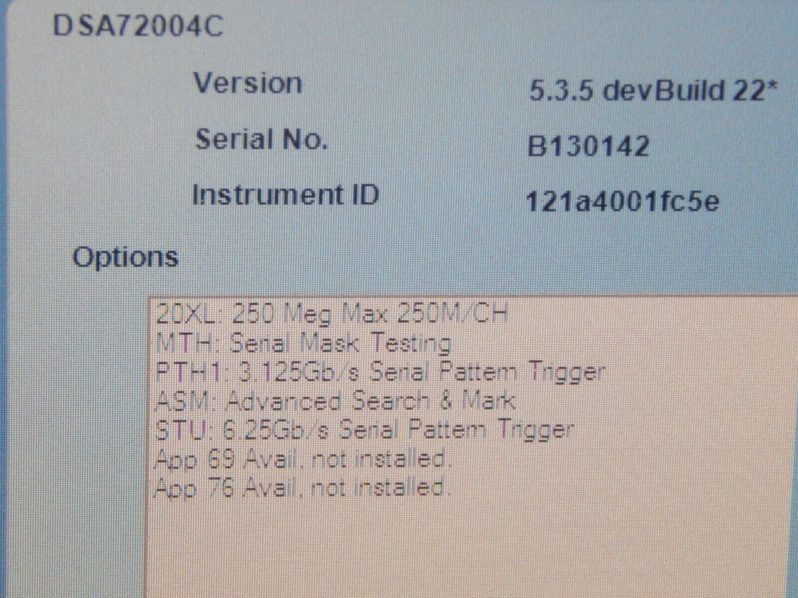 Tektronix DSA72004C Digital Oscilloscope w/NIST cal & data, Opt. 20XL