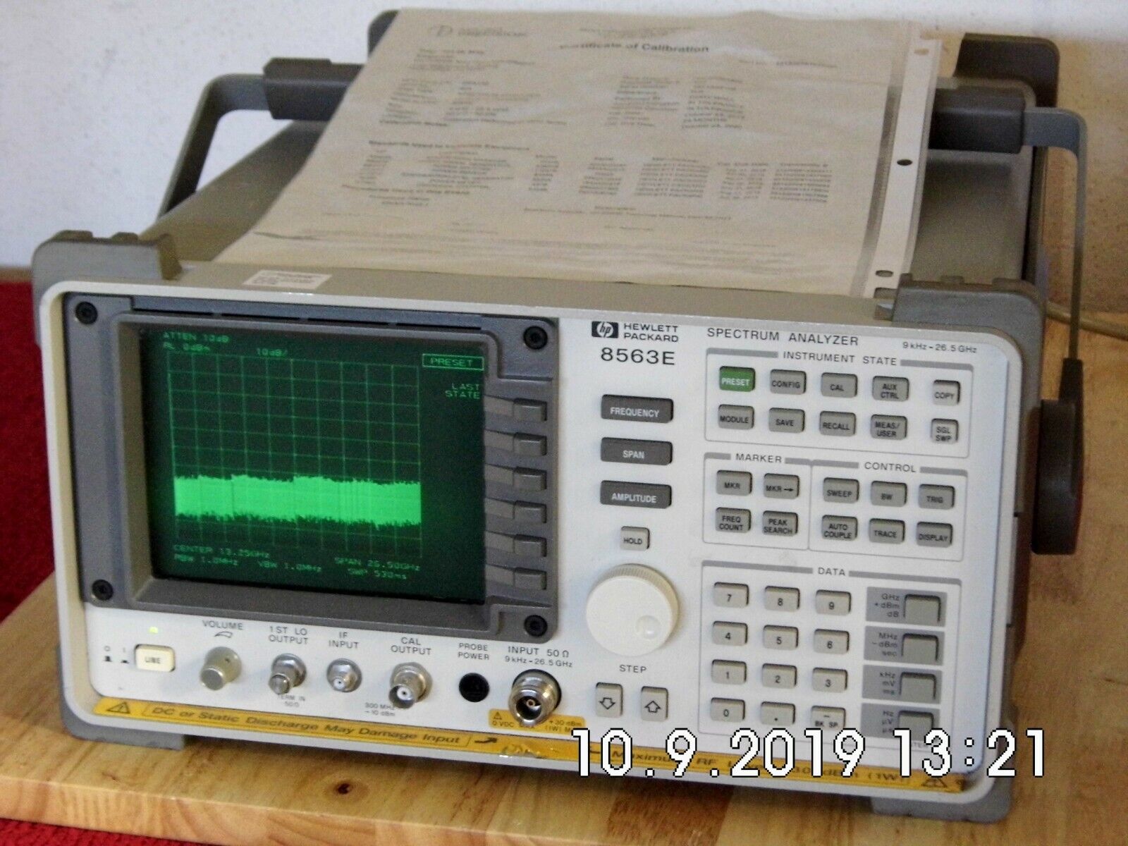 Agilent HP 8563E  9Khz to 26.5GHz Spectrum Analyzer  NIST Calibrated