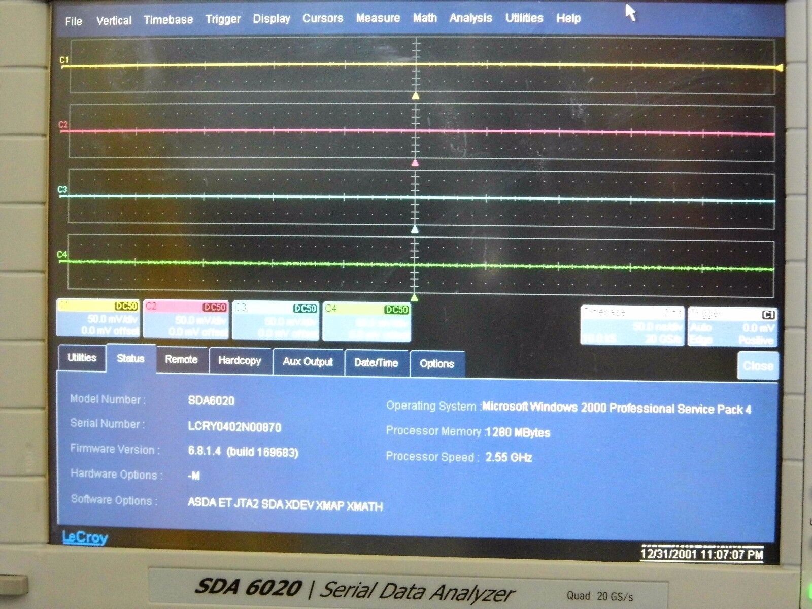 Lecroy SDA6020 6Ghz QUAD 20GS/s ASDA ET JTA2 SDA XDEV XMAP XMATH 