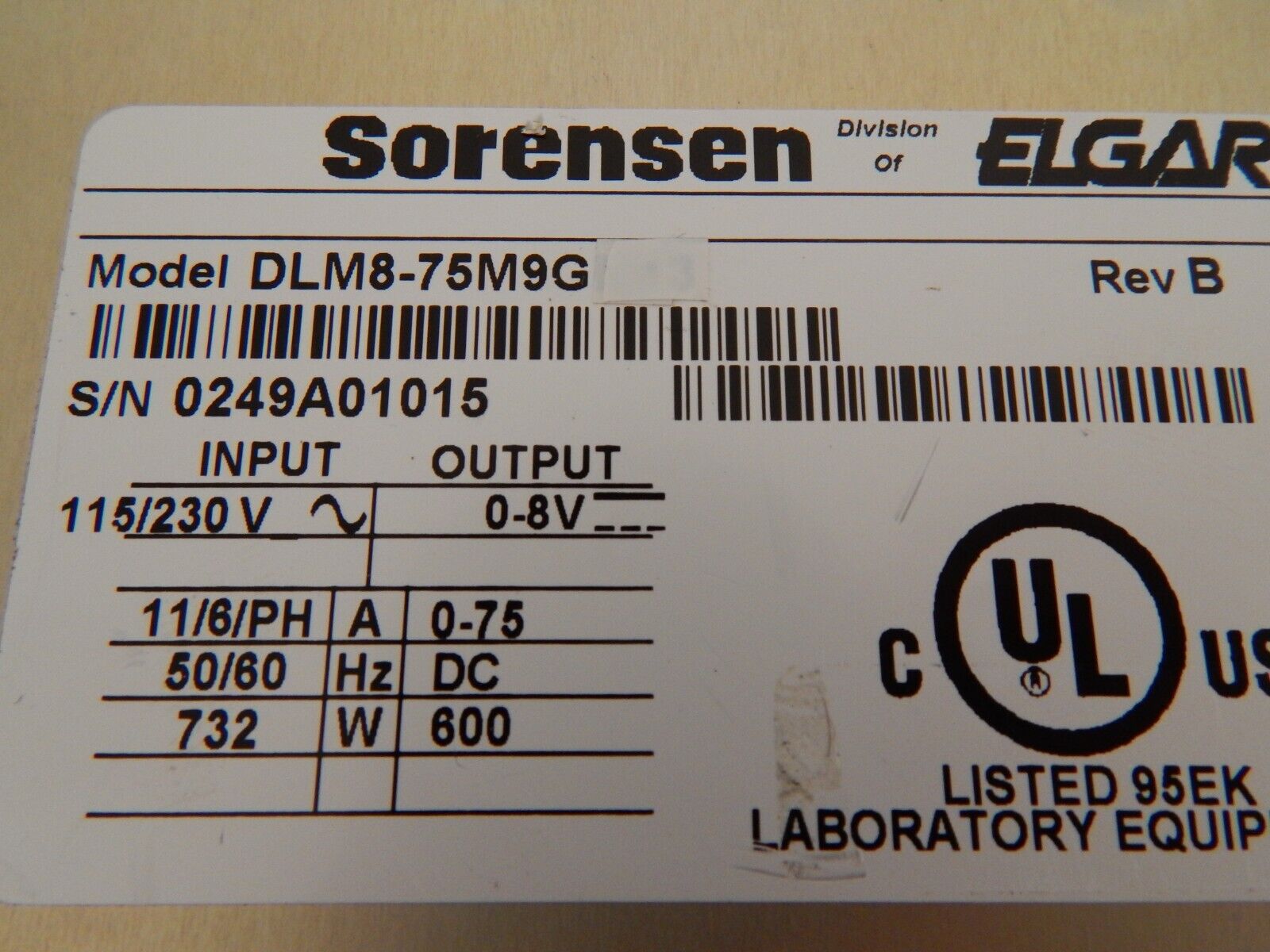 Sorensen DLM8-75M9G GPIB DC Power Supply 30 Day Warranty,