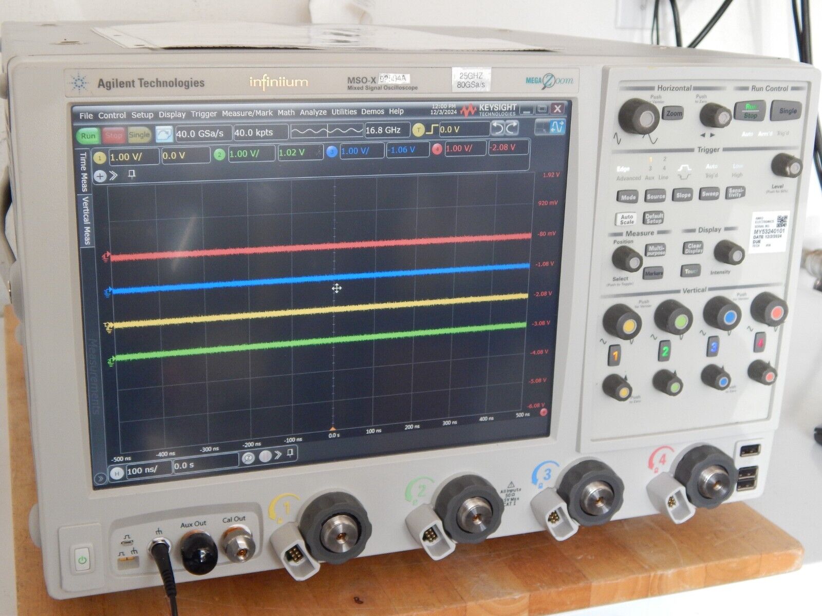 Keysight Infiniium MSOX92504A 25GHz Mixed Signal Oscilloscope Z540 cal 12/2024