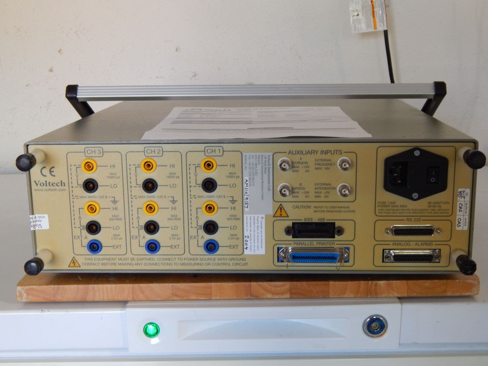 Voltech Universal AC Power Analyzer PM3000A 1 channel. NIST cal'ed