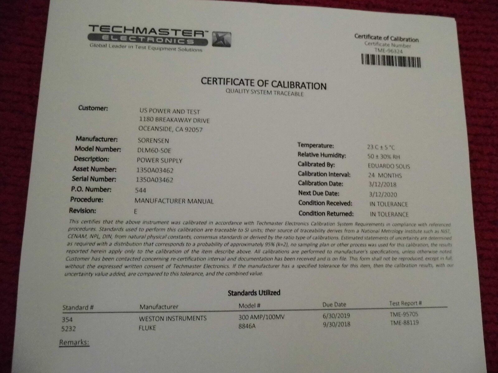 Sorensen DLM60-50E M9E, NIST calibrated ** WARRANTY, 4 in stock