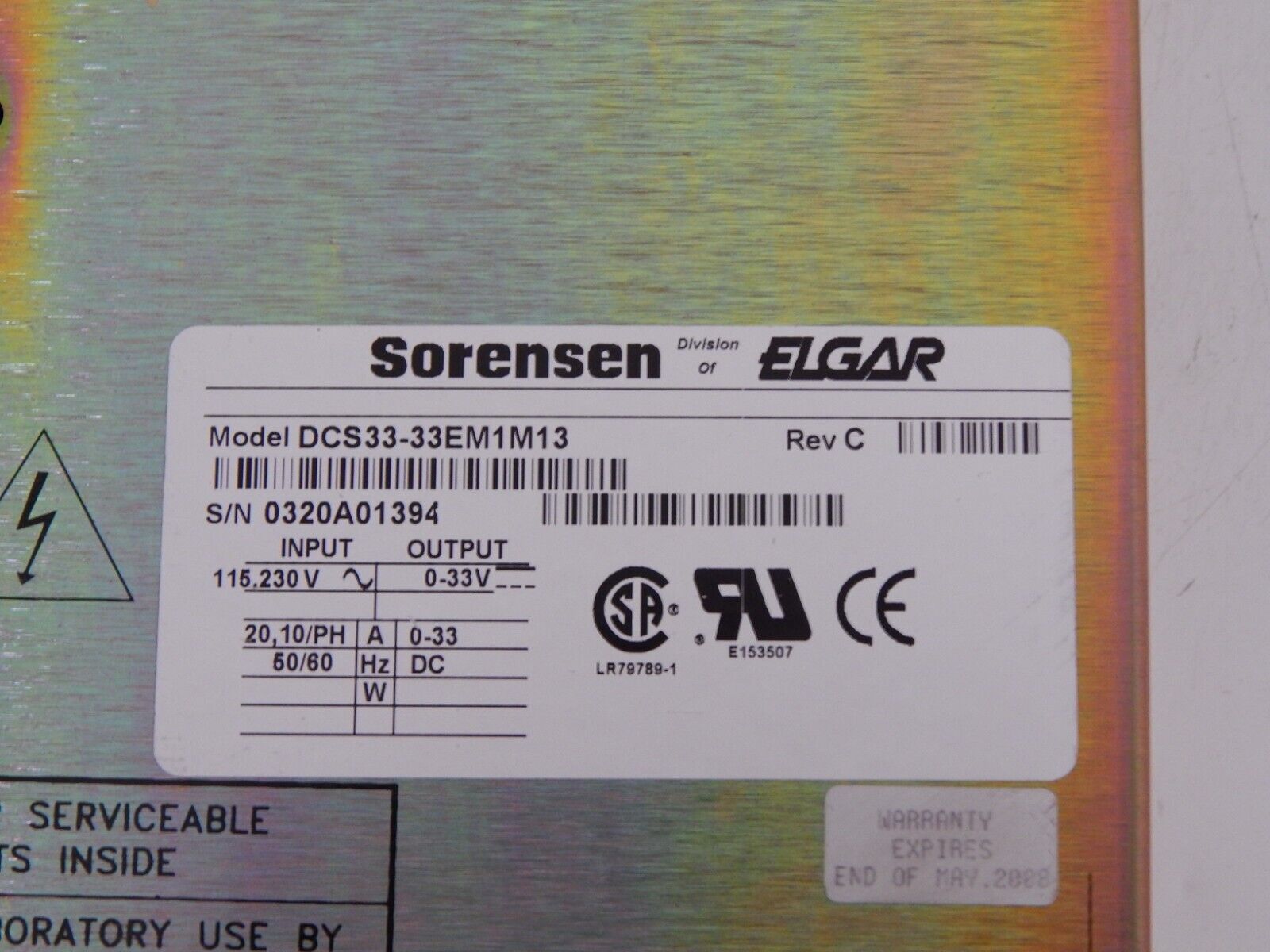 Sorensen DCS33-33E DC Power Supply w M1, M13 *MINT* (3 in stock)