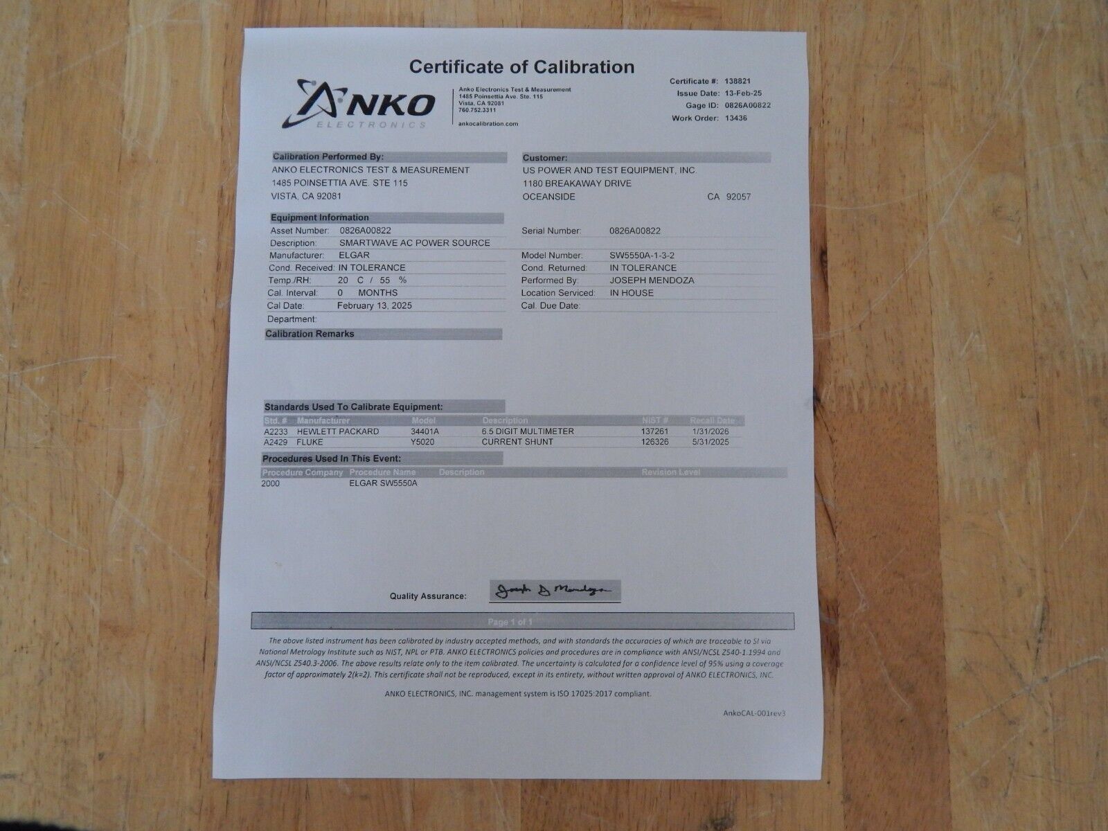 Elgar Ametek SW5550A Smart Wave AC Power Source 5550VA