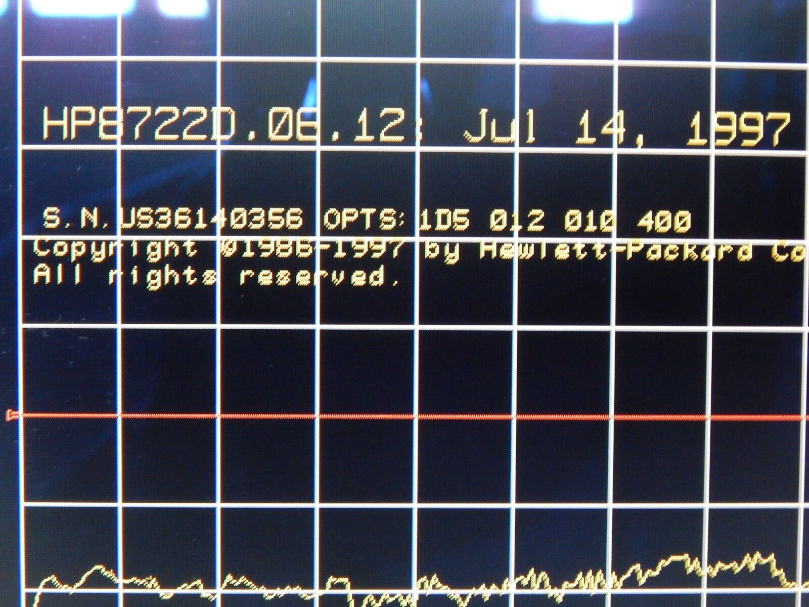 HP Agilent 8722D Network Analyzer Opt's 010, 012, 1D5, 400 S/N US36140356 WRNTY