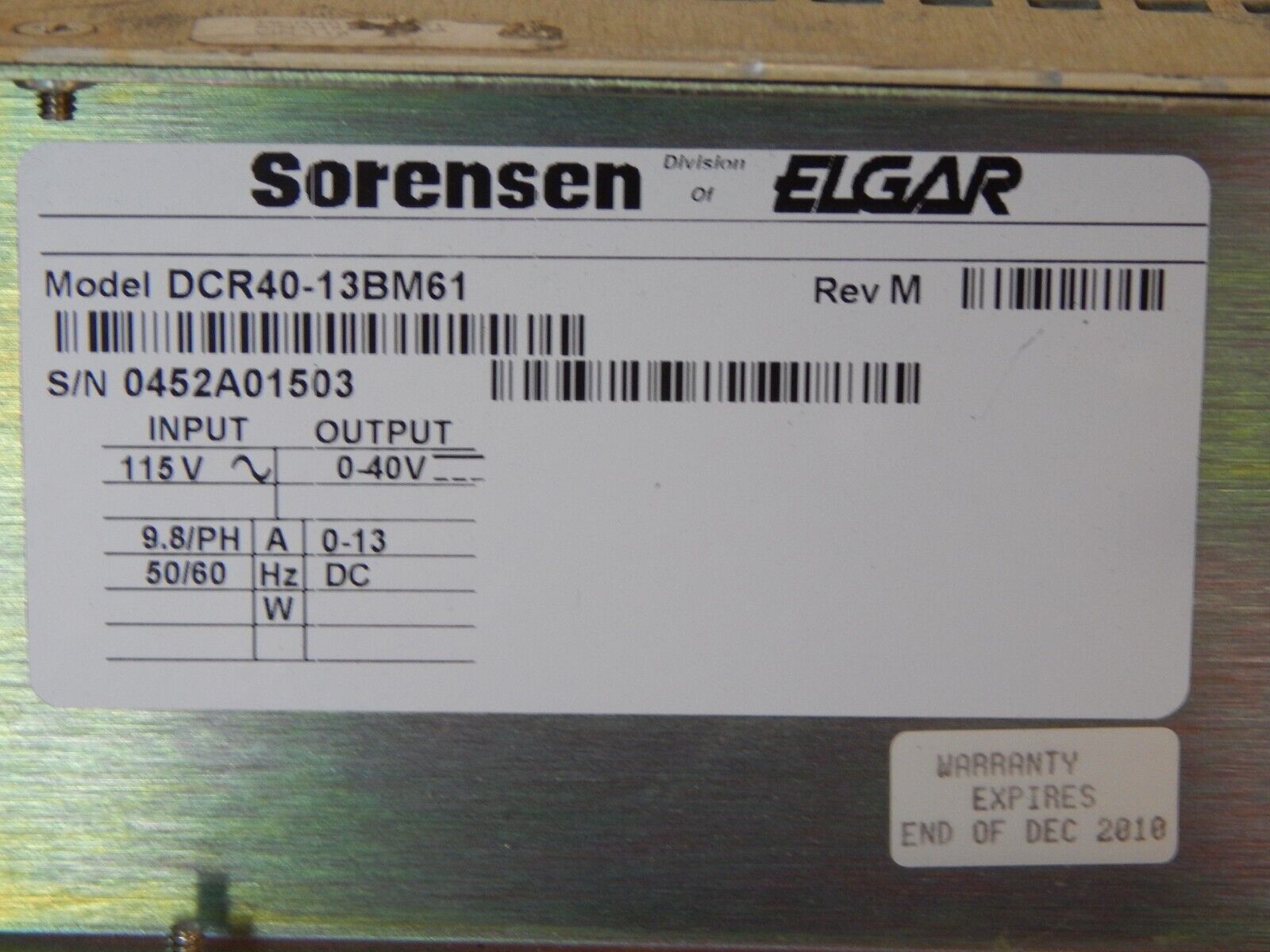 Sorensen 40V 13A DC Power Supply DCR40-13B