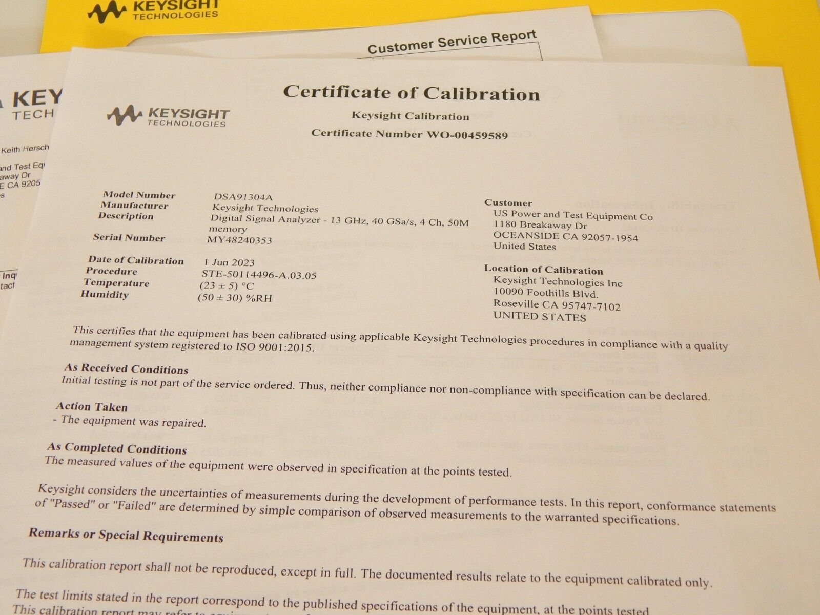 Keysight DSA91304A Oscilloscope  13Ghz 40Gs/s w/opt's, OEM cal, MY48240353