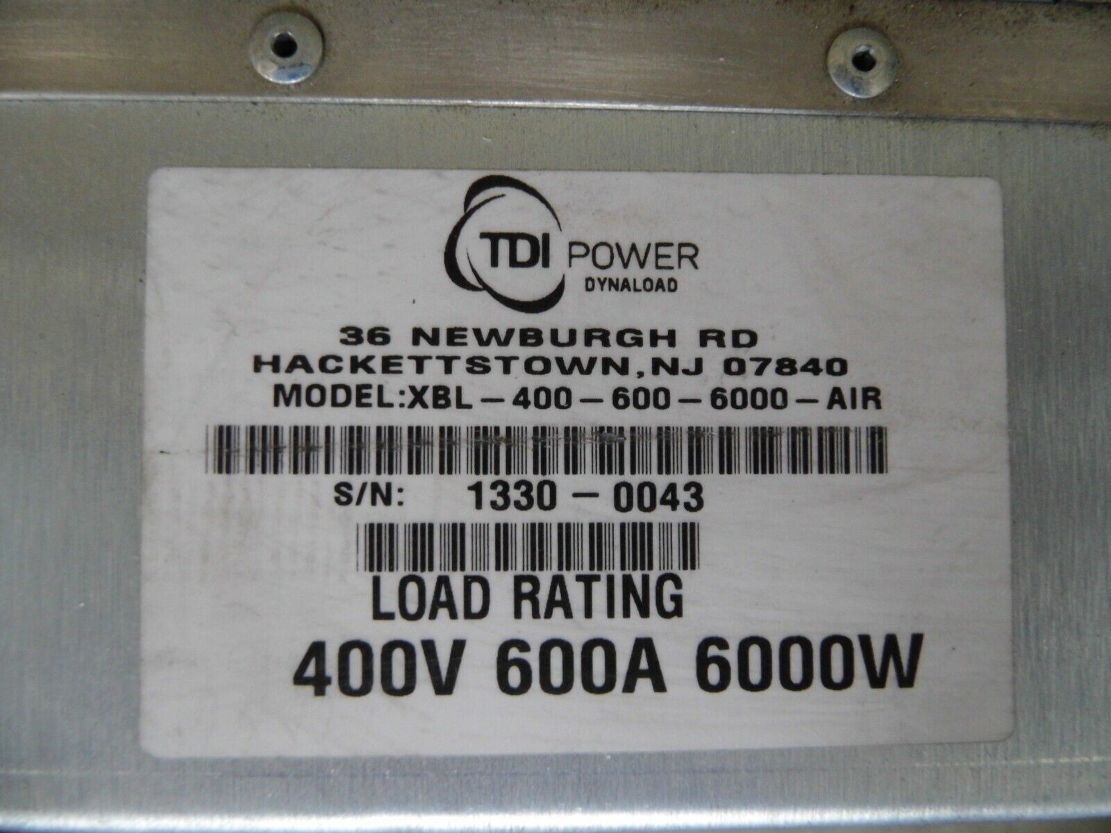TDI Dynaload XBL400-600-6000 AIR 400V 600A 6000 watts  (3) in stock