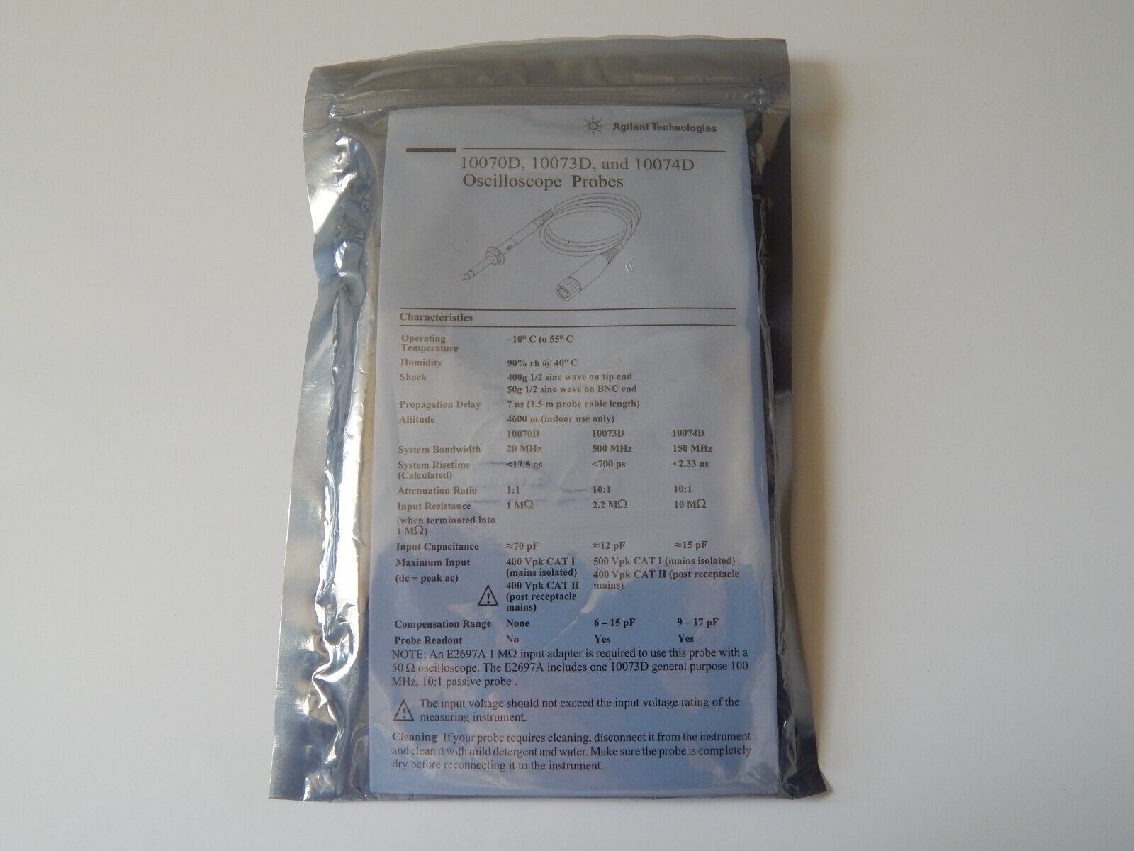 Agilent Keysight 10073D 500MHz  Passive Probe, brand new, 6 in stock