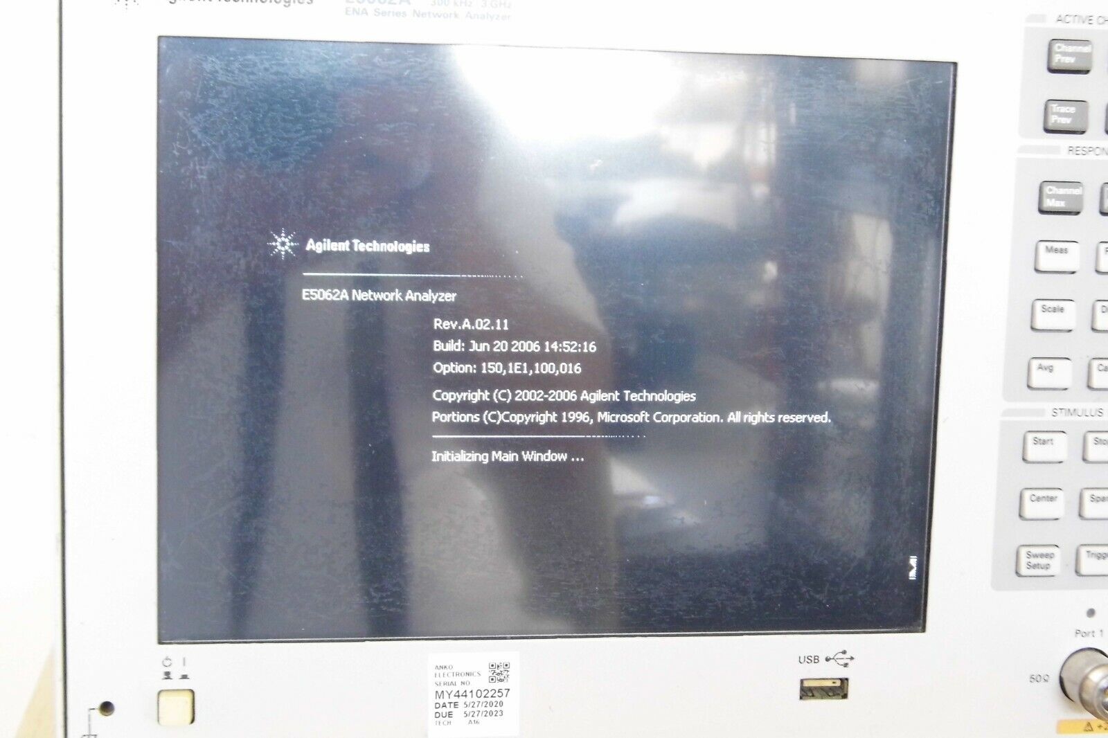 Agilent / HP E5062A 3GHz Network Analyzer w/Options 016, 100, 150 & 1E1  CAL'D!