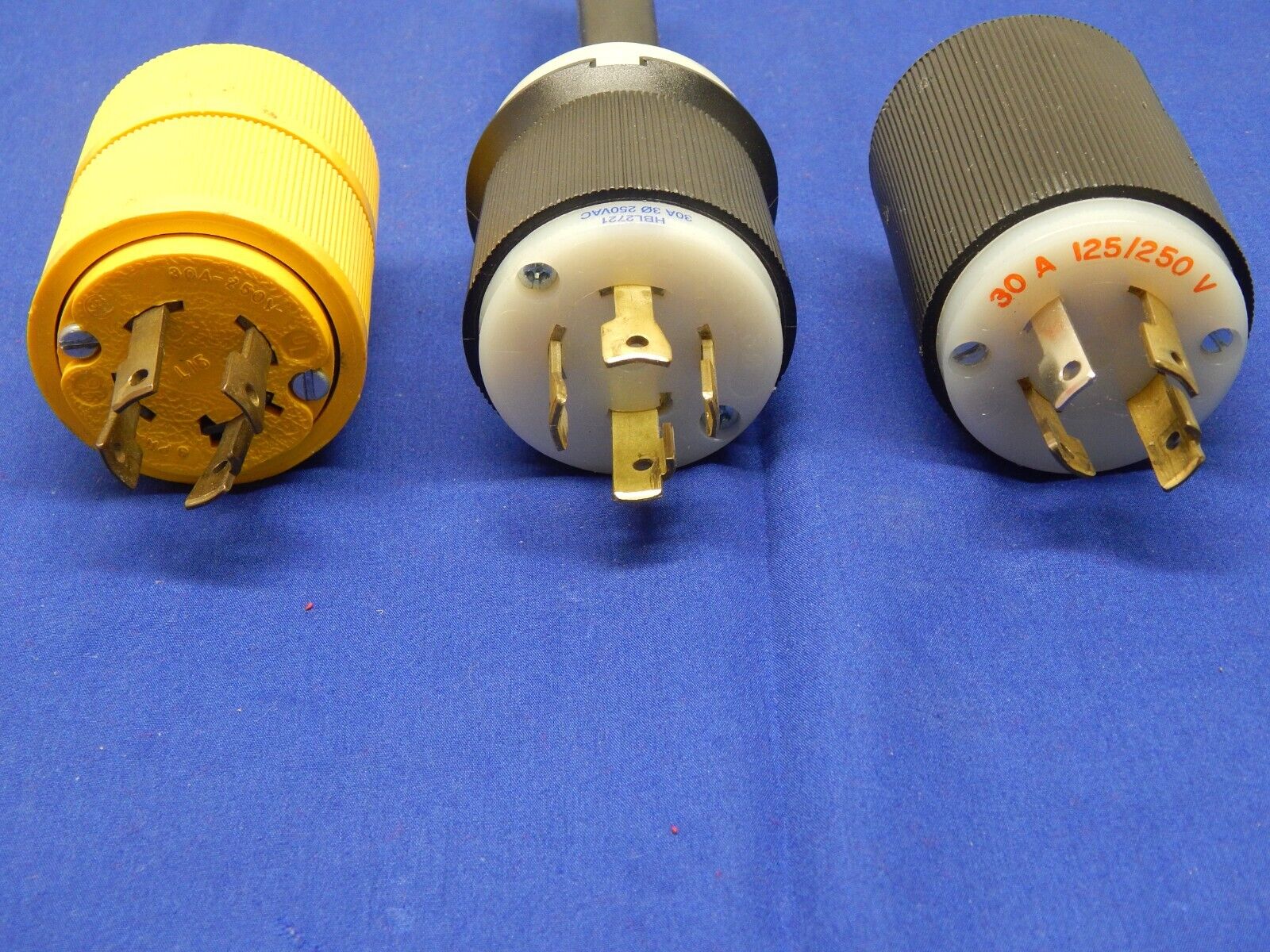 Hubbell HBL2713, HBL2721, GE L15 Locking Connector Plug 30A 250V, Lot of 3