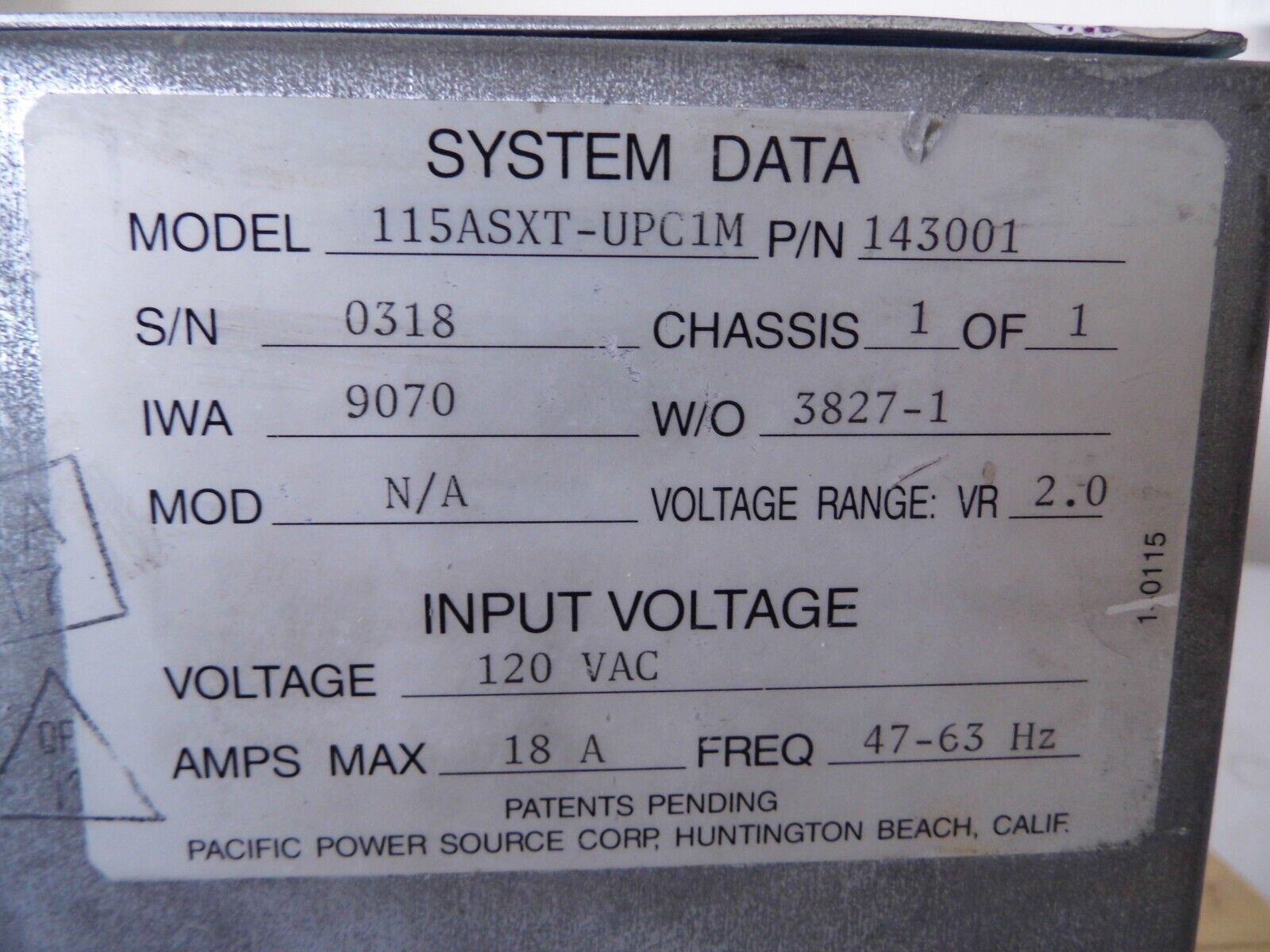 Pacific Power Source  115-ASXT-UPC1M AC  Source **works but needs calibration**