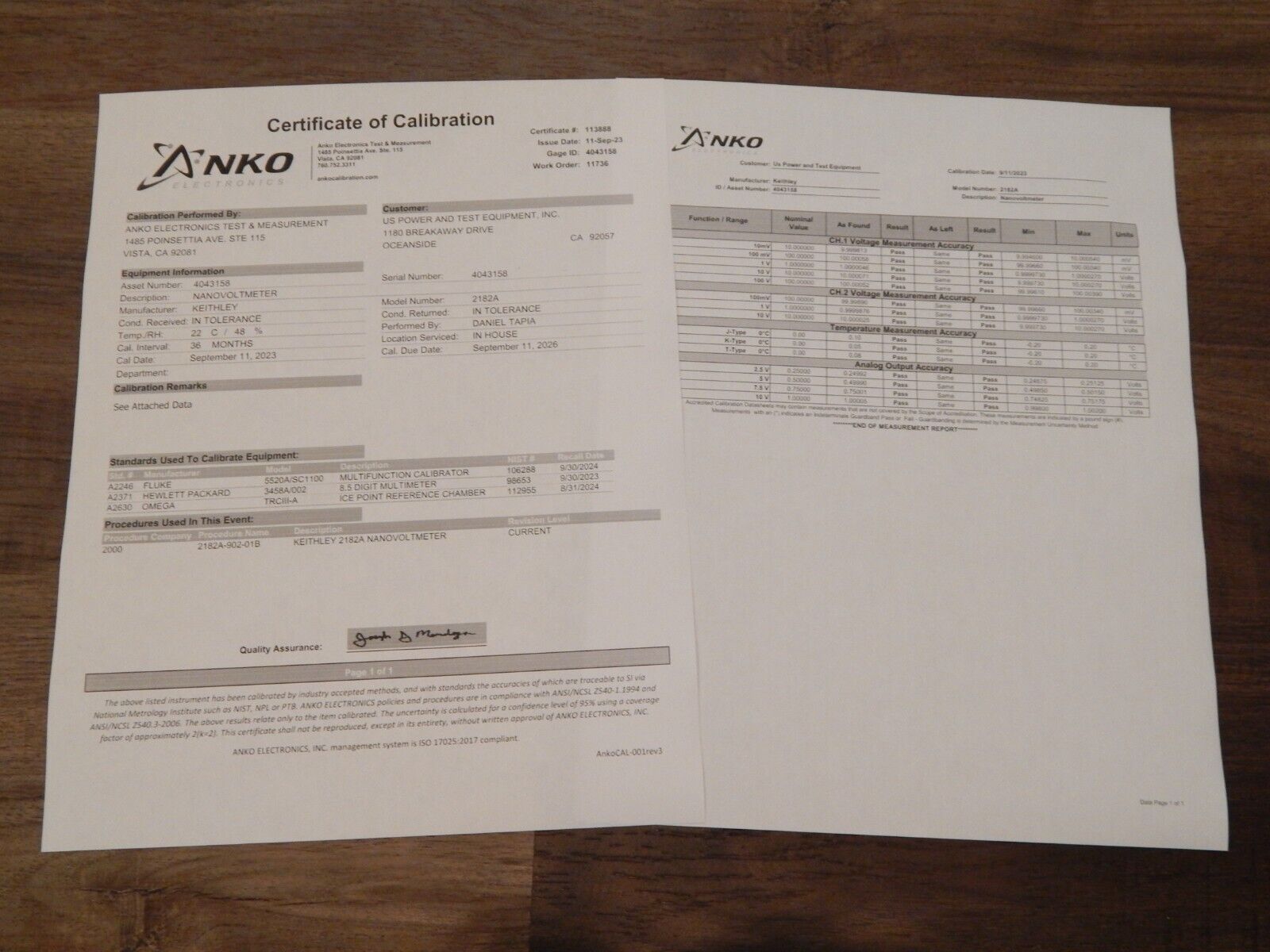 Keithley 2182A Dual Channel Digital Nanovoltmeter warranty NIST Cal w/data (4)