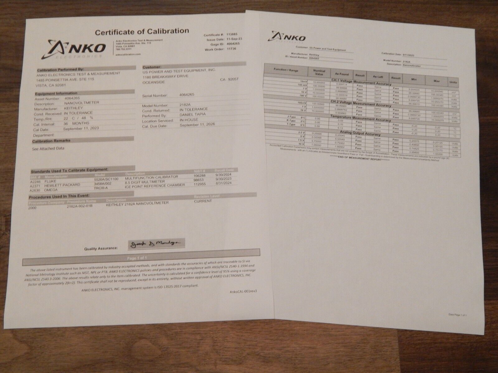 Keithley 2182A Dual Channel Digital Nanovoltmeter warranty NIST Cal w/data (4)