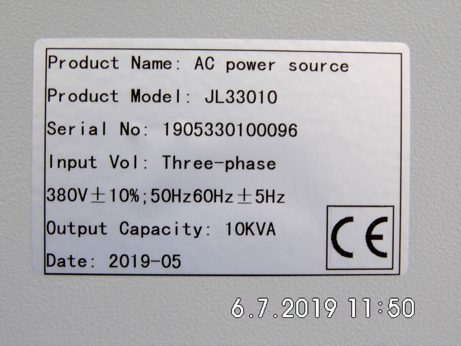 JL33010 10KVA three phase AC programmable variable frequency power source  