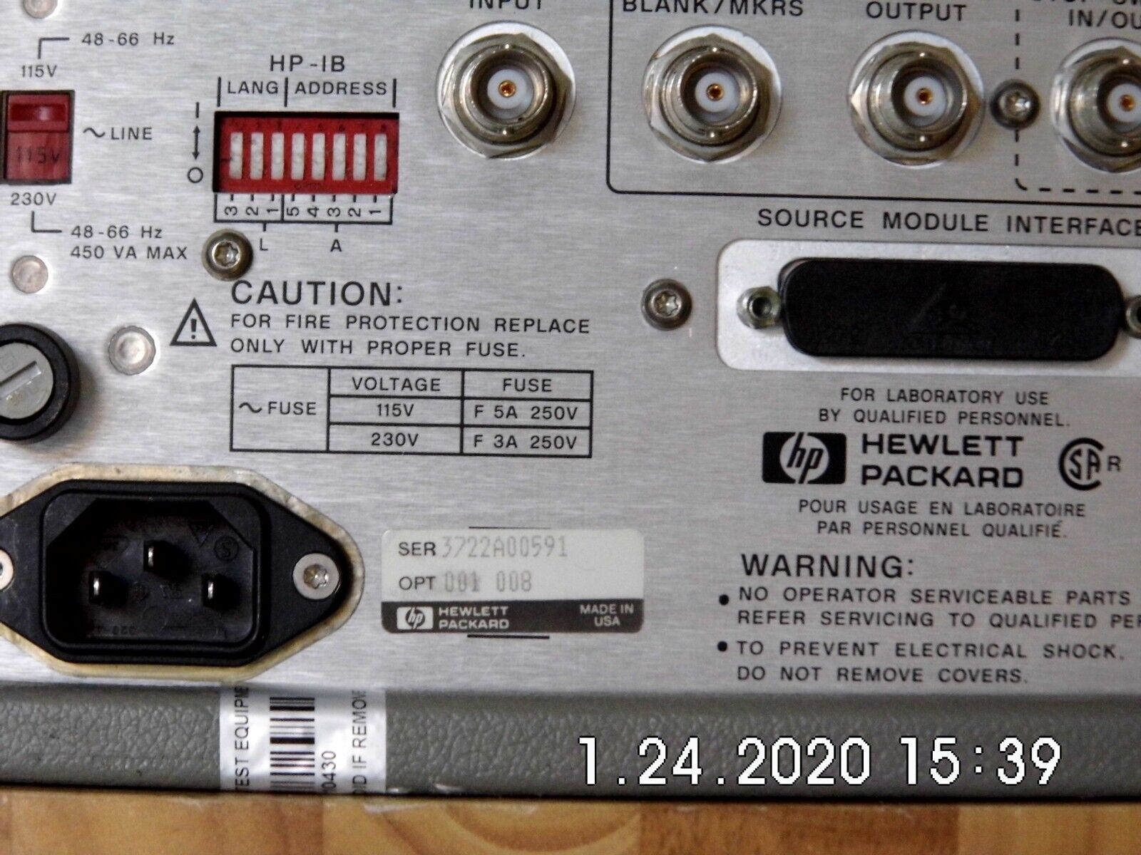 Agilent HP 83620B 001-008 Synthesized Sweeper 10MHz - 20GHz, 2 in stock