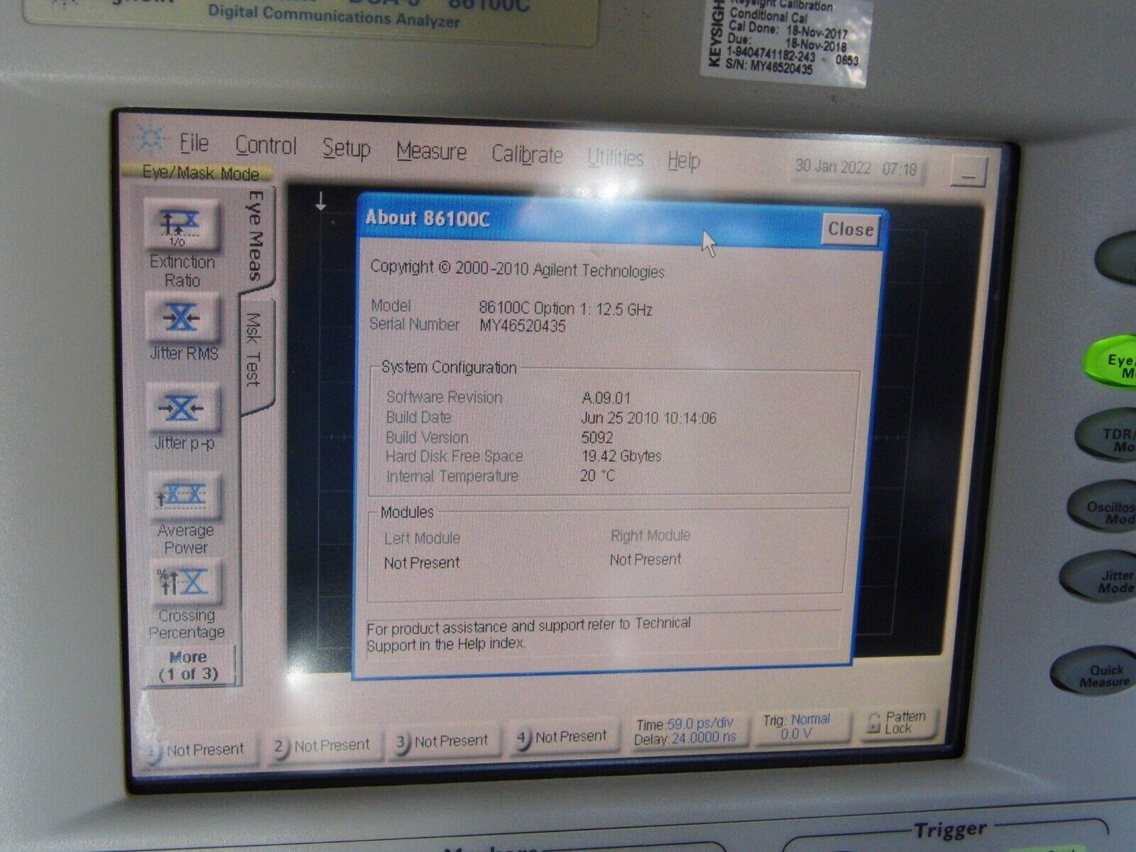 Agilent 86100C Infiniium DCA-J Oscilloscope Mainframe 001,092 