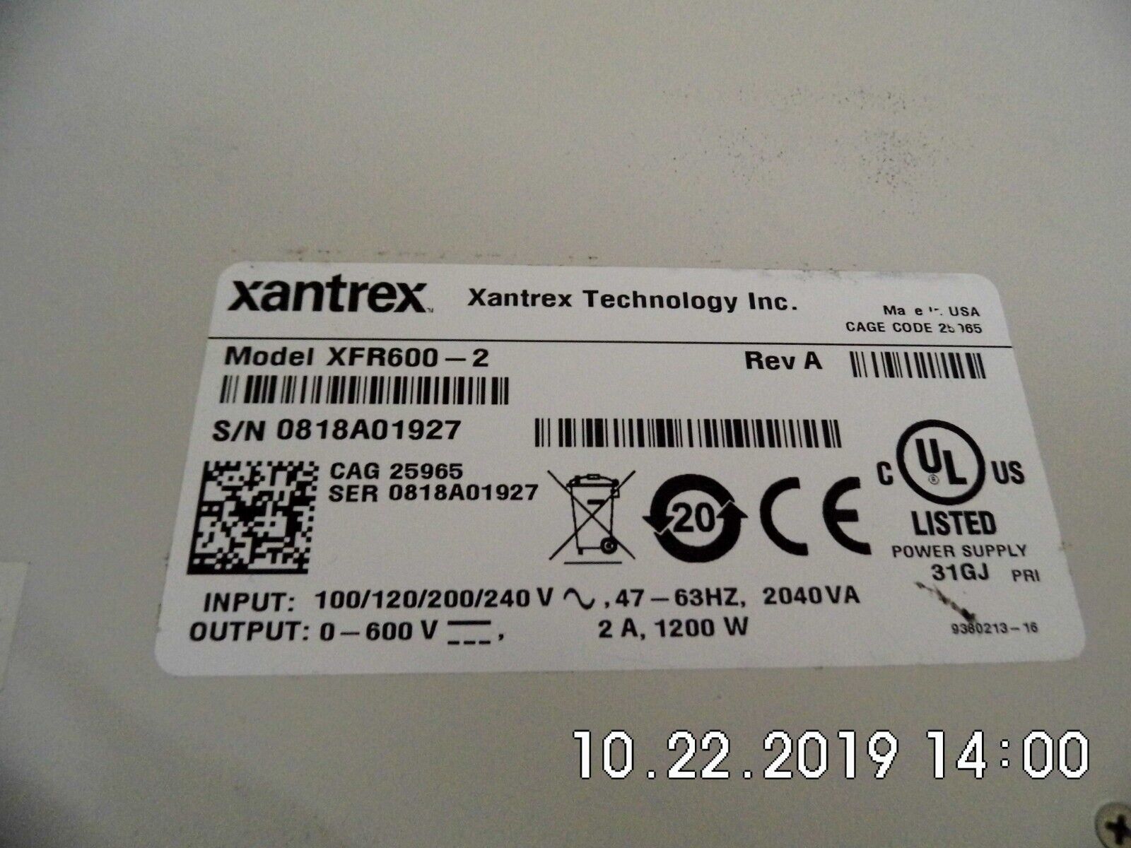 Xantrex XFR600-2  DC programmable power supply