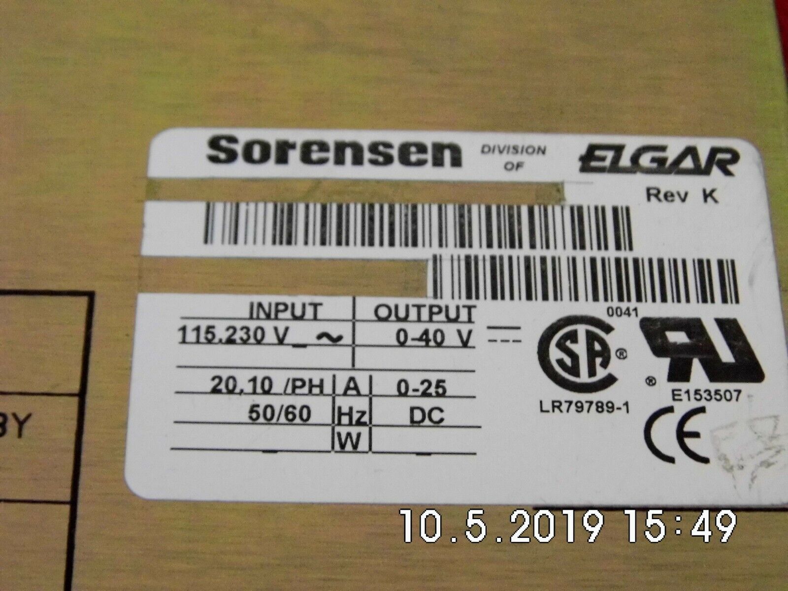 Sorensen DCS40-25E 0-40 V, 0-25 A, Power Supply