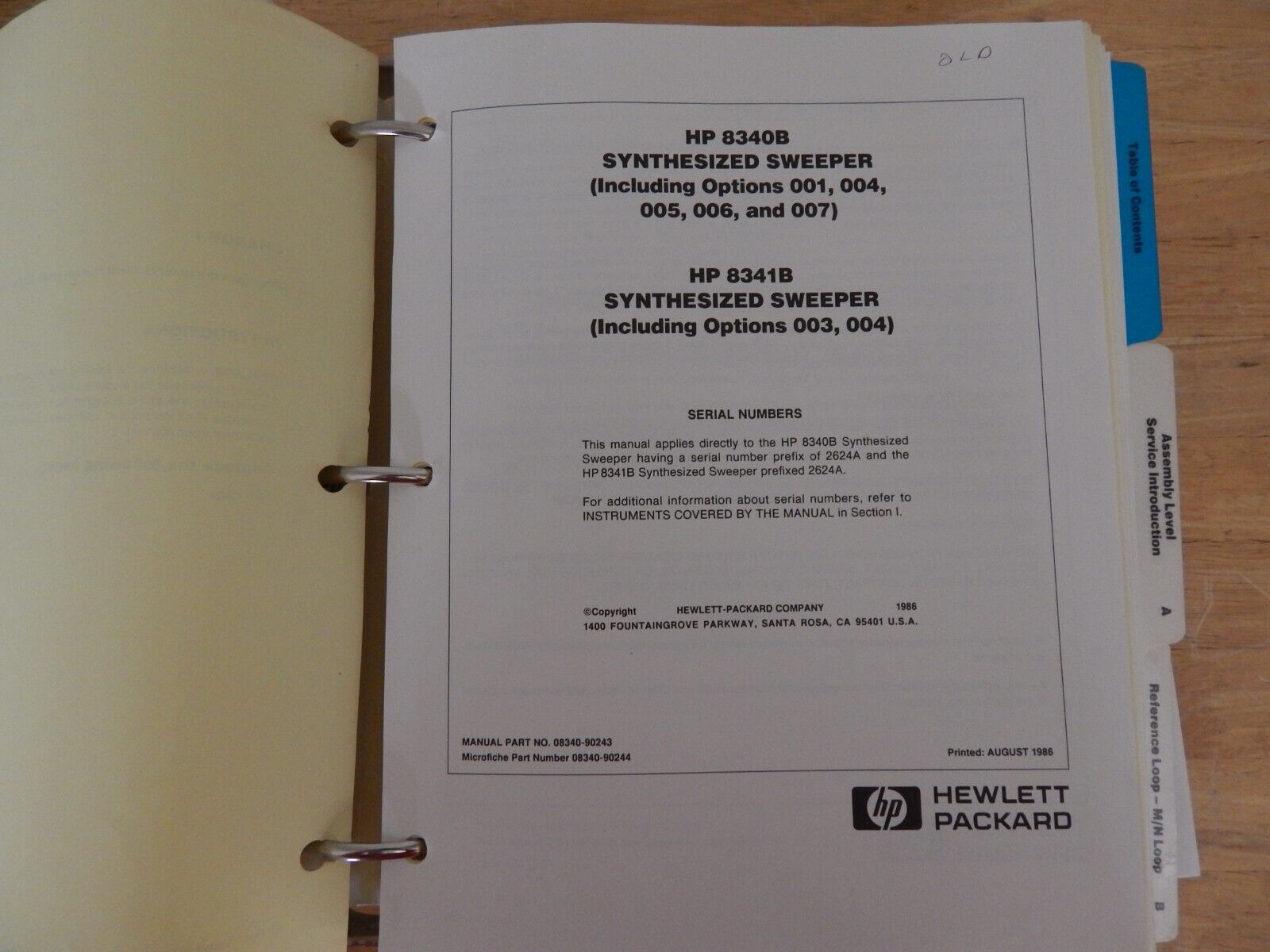 HP8340B, HP8341B Synthesized Sweepers Service, Operating&Calibration Manuals-3