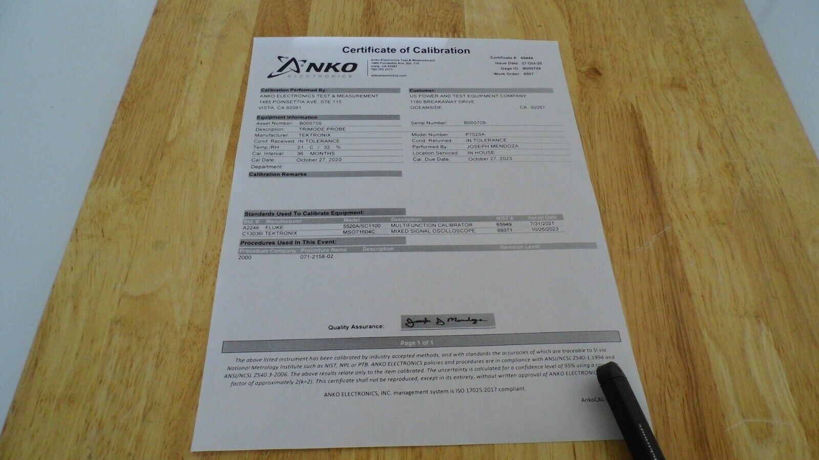 Tektronix P7520A 20GHz Trimode Differential Probe No Acc. w/NIST cal, 