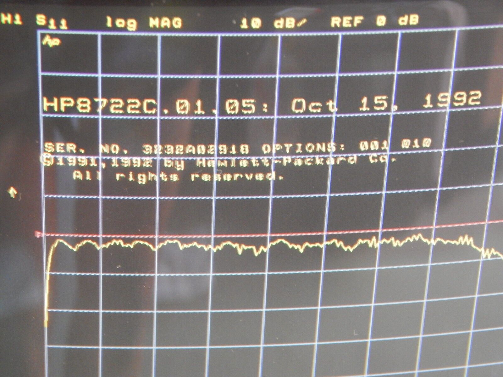 Agilent/Keysight 8722C w/001, 010  s/n 3232A02918 Network Analyzer, 50Mhz-40GHz