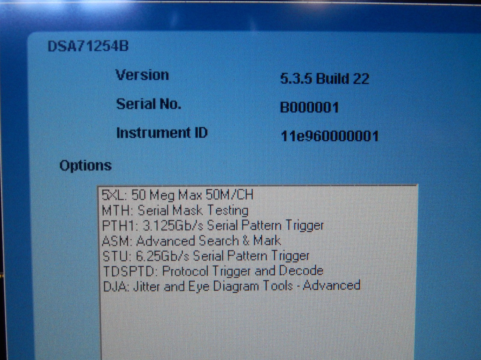 Tektronix DSA71254B 12.5Ghz 50Gs/s 4CH Digital Serial Analyzer