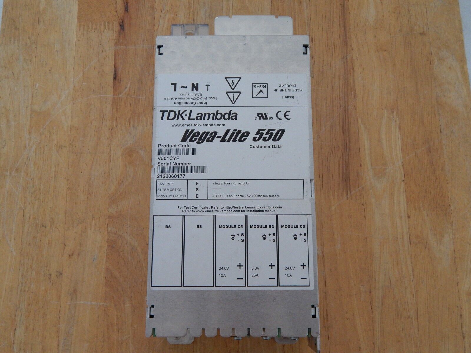 TDK-LAMBDA Vega-Lite 550 V501CYF Power Supply, NEW, 3 in stock, USA